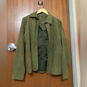 Lemongrass Olive Green Vegan Suede Jacket
